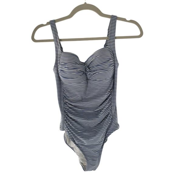 Nip Tuck Swim Light Blue Sorrento Stripe Joanne One Piece Swimsuit - Picture 2 of 10